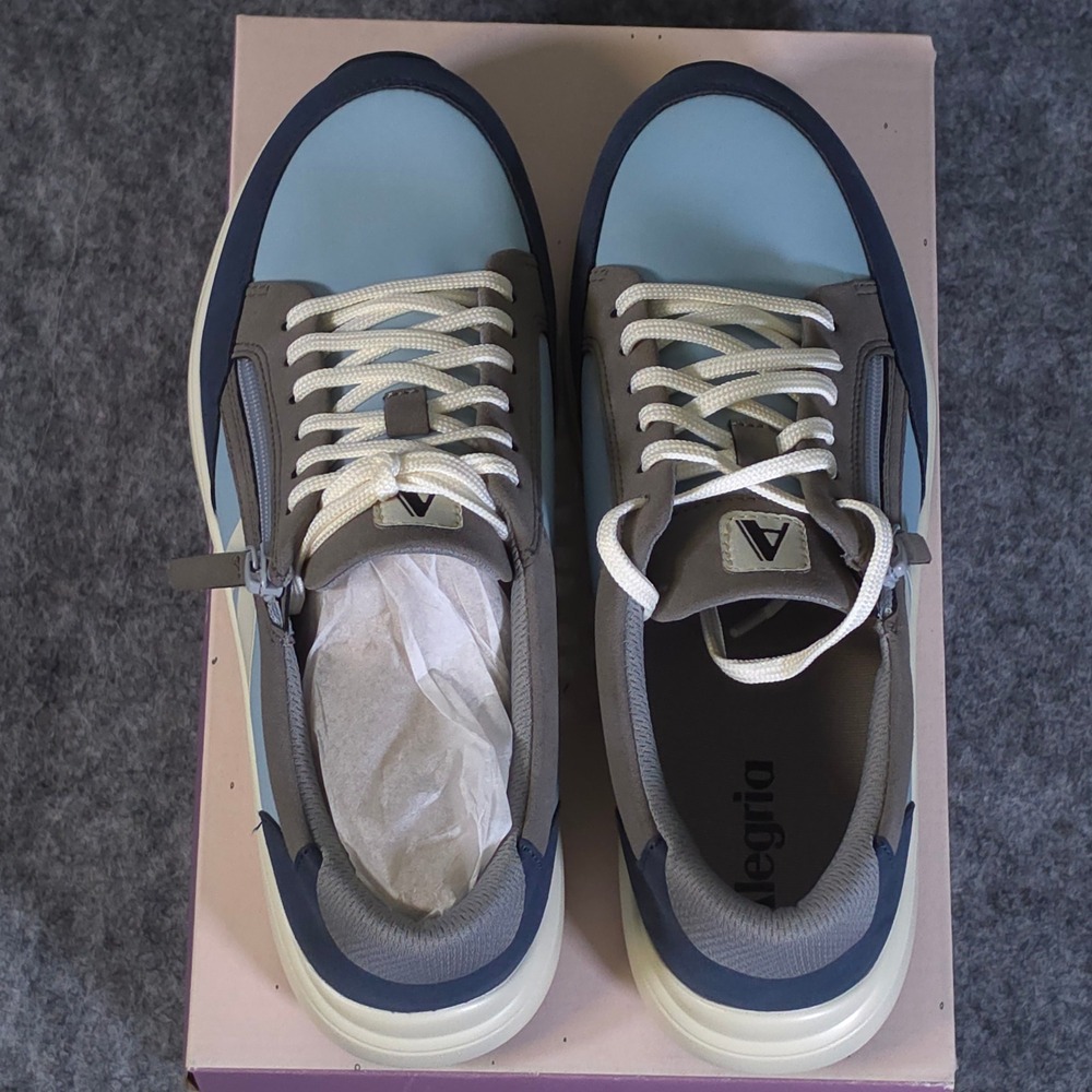Alegria Eazeer Tempest Blue Grey Side Zip Comfort Sneakers Womens US 8 EUR 38 - Picture 3 of 7